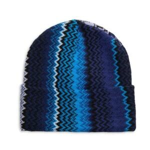 Missoni Zig-Zag Tonal Wool-Blend Beanie Blue